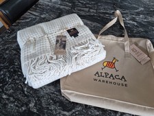 ALPACA WAREHOUSE Peruvian 100 Alpaca Wool Blanket / Throw IVORY 950 grs. NWT