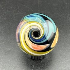 Contemporary Handmade Art Glass Marble .99" Surface Swirls Spots Squiggles MIB