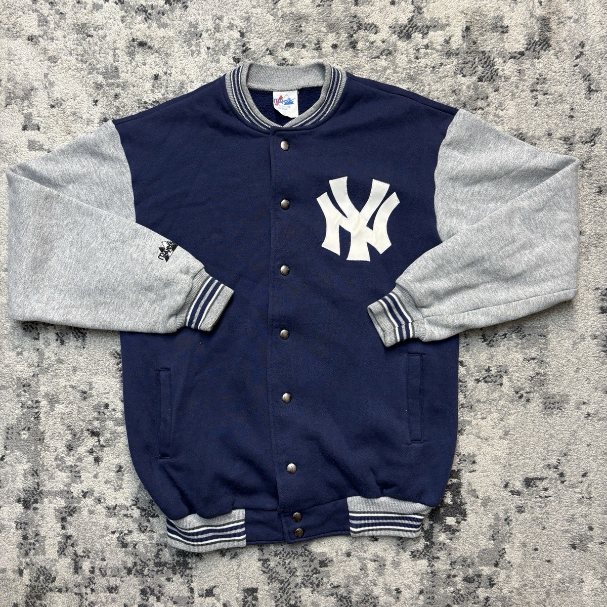 New York Yankees スタジャン M ネイビー/グレー Vintage Majestic New York Yankees Snap Button Jacket Blue