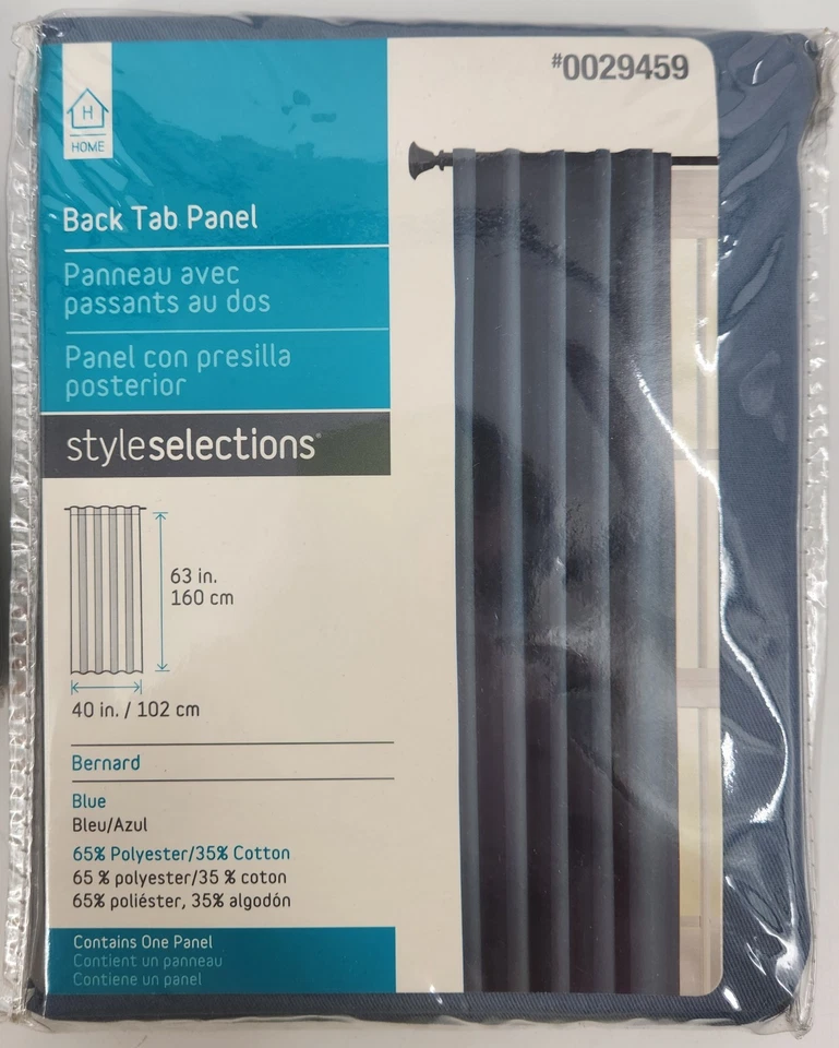 Lot of 6 Style Selections Bernard Blue Back Tab Curtain Panel 63"x40" - Image 2 of 4