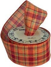 Fall Cider Plaid Wired Ribbon - 2 1/2" x 10 Yards, Halloween, Wreath, Autumn