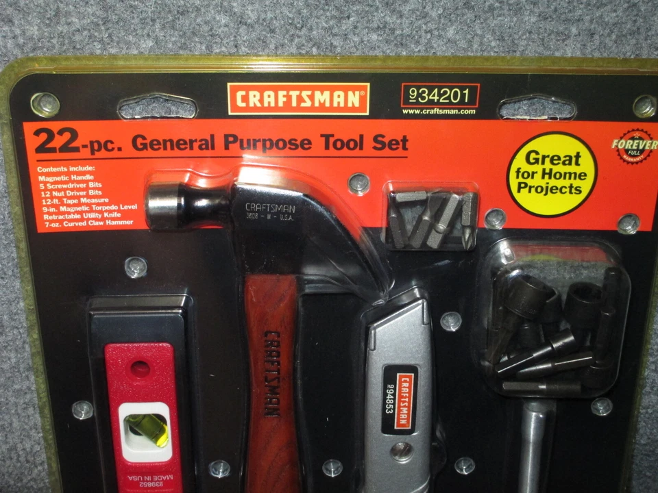 Nuevo de Lote Antiguo Craftsman EE. UU. 34201 22 piezas Juego de Herramientas de Uso General Martillo Cinta Destornilladores Foto 4 de 4