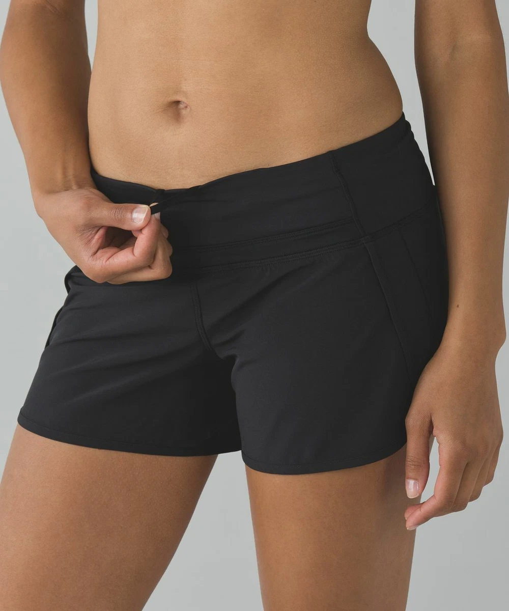 NEW LULULEMON RUN TIMES SHORTS 4-WAY STRETCH SWIFT ULTRA 4 INSEAM BLACK  SIZE 4