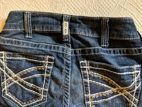 Ariat REAL Denim Low Rise Boot Cut Western Jeans Women 28S Distressed - Picture 11 of 11