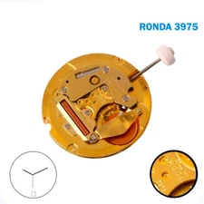 Ronda 3975 Harley Swiss Movement, White Date Disk at 6, 3 Hands (Gold Circuit).