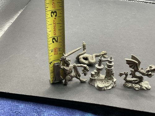 Vintage Fantasy Pewter 4 Figure Lot ( Perseus-Dragon-Snake & Castle Miniatures - Picture 13 of 13