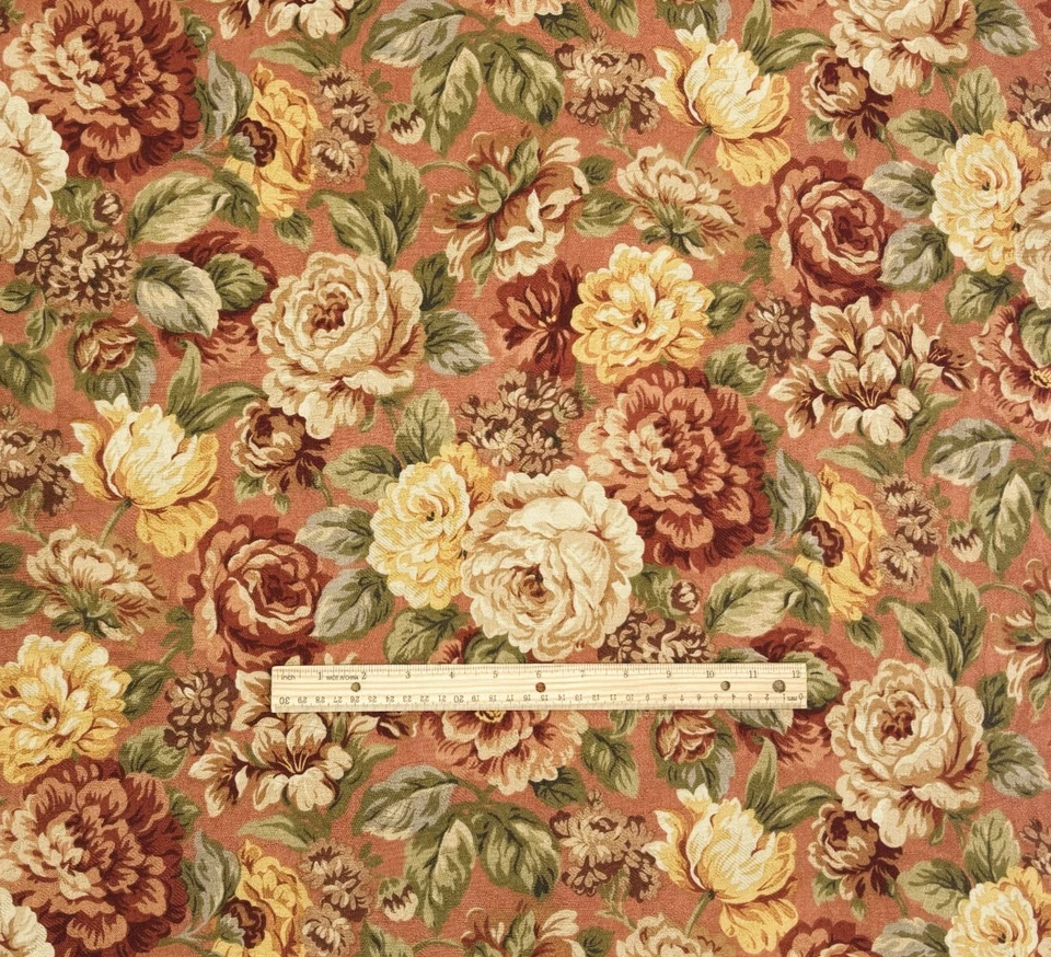 Tela de costura almohada tapicería cortinas vintage Mill Creek floral TERRACOTTA POR Foto 2 de 4