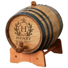 Personalized Custom 2 L. Whiskey Oak Barrel - Engraved Wine & Bourbon Barrel 