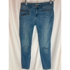 Free People Womens Slim Skinny Jeans Blue Stretch Zipper Medium Wash Low Rise 27