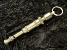 Vintage Metal Adjustable Dog Whistle 3” Long Stainless Steel With Loop