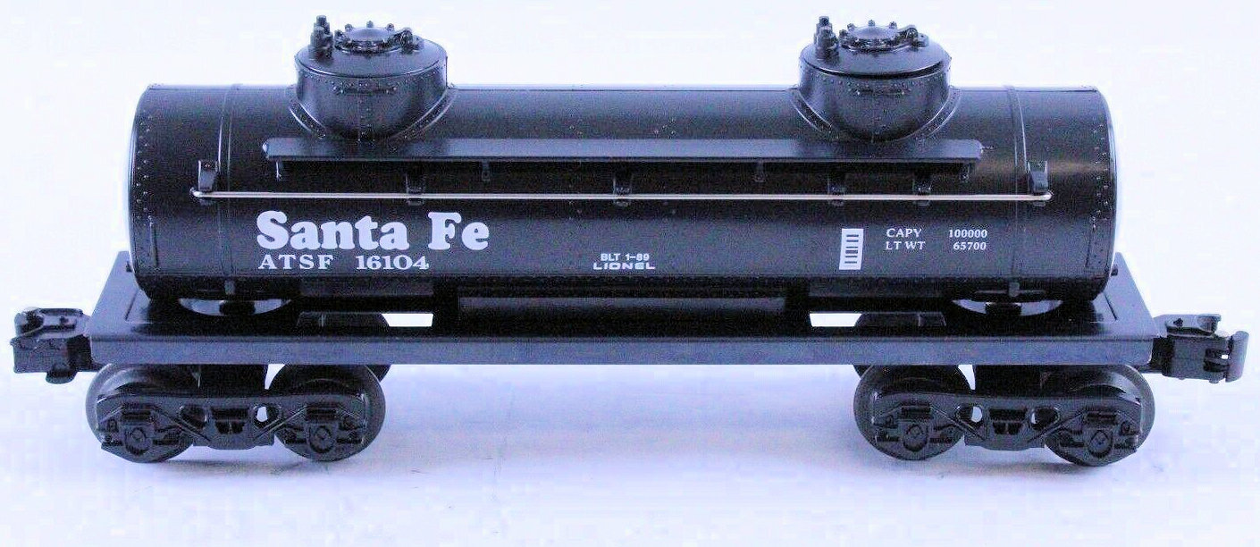 LIONEL 6-16104 SANTA FE RAILROAD 2-DOME TANK CAR ATSF #16104 BLACK *NOS*OVP*