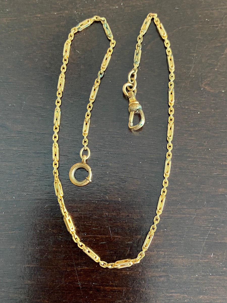 VINTAGE 12 INCH POCKET WATCH CHAIN, 1/20TH 12K YELLOW GOLD  display picture 3