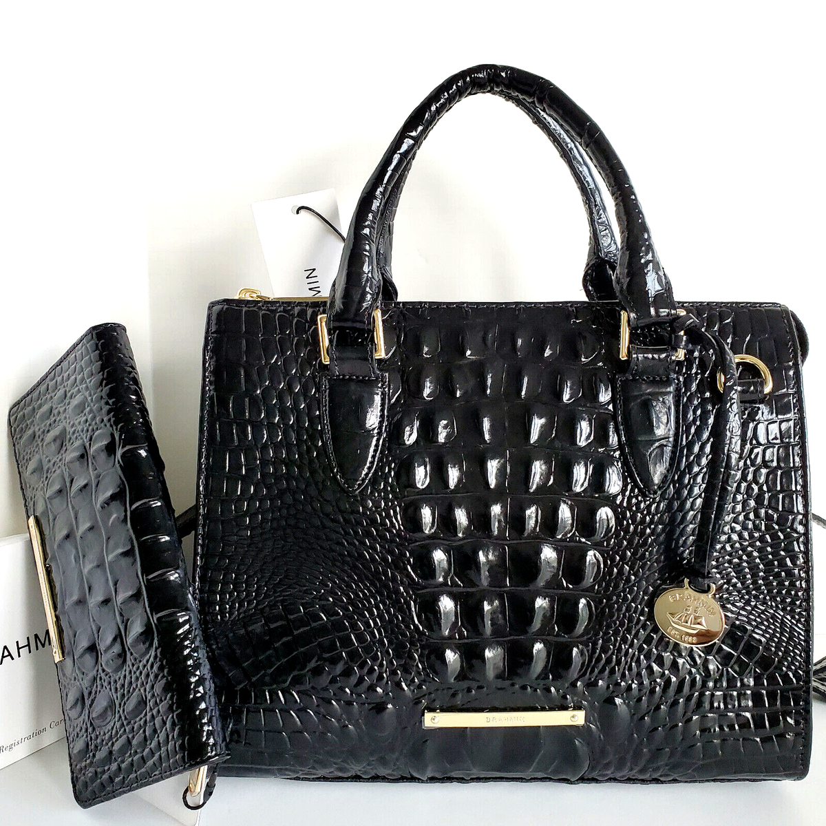 Brahmin Convertible Crossbody Satchel Coco Leather Bag | eBay Brahmin convertible bag display picture 1