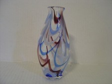 HAND BLOWN MULTI-COLOR ART GLASS VASE 7" HIGH