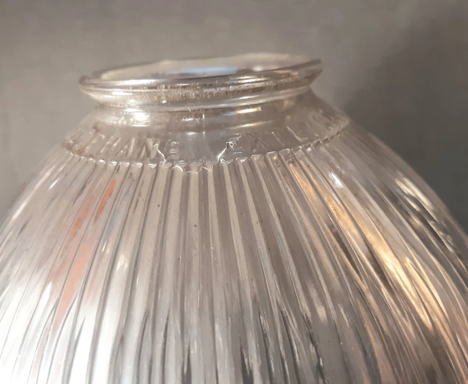 2 " Fitter Holophane Ribbed Glass Pendant Light Shade Torchier Pendant GC134 - Image 2 of 4