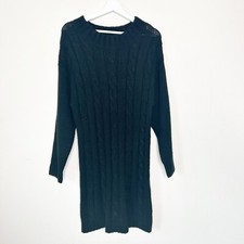 Lost + Wander Black Cable Knit Sweater Dress S