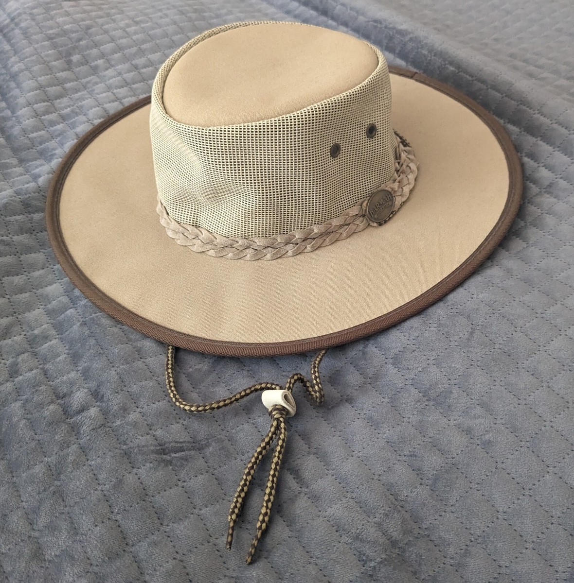 Barmah Hat Canvas Cooler Leather Trim Size Medium Made In