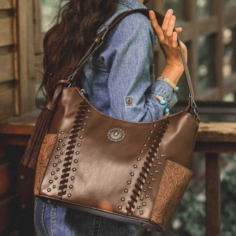 Celela Women Hand Bag Concealed Carry Embossed Hobo Tote Bag Purse