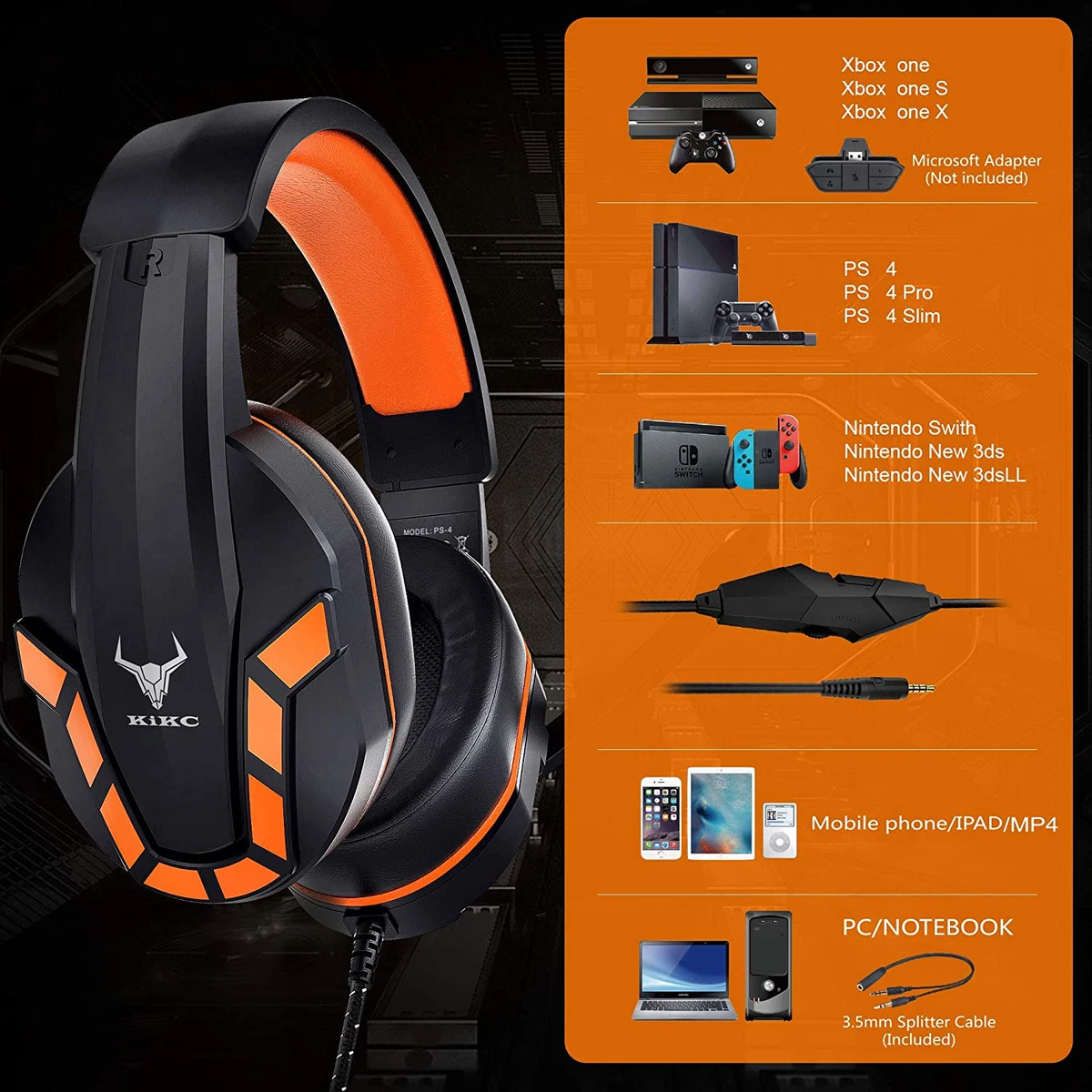 Cascos Auriculares Gaming Audifonos con Mic Gamer Gaiming Para PC Xbox One  PS4