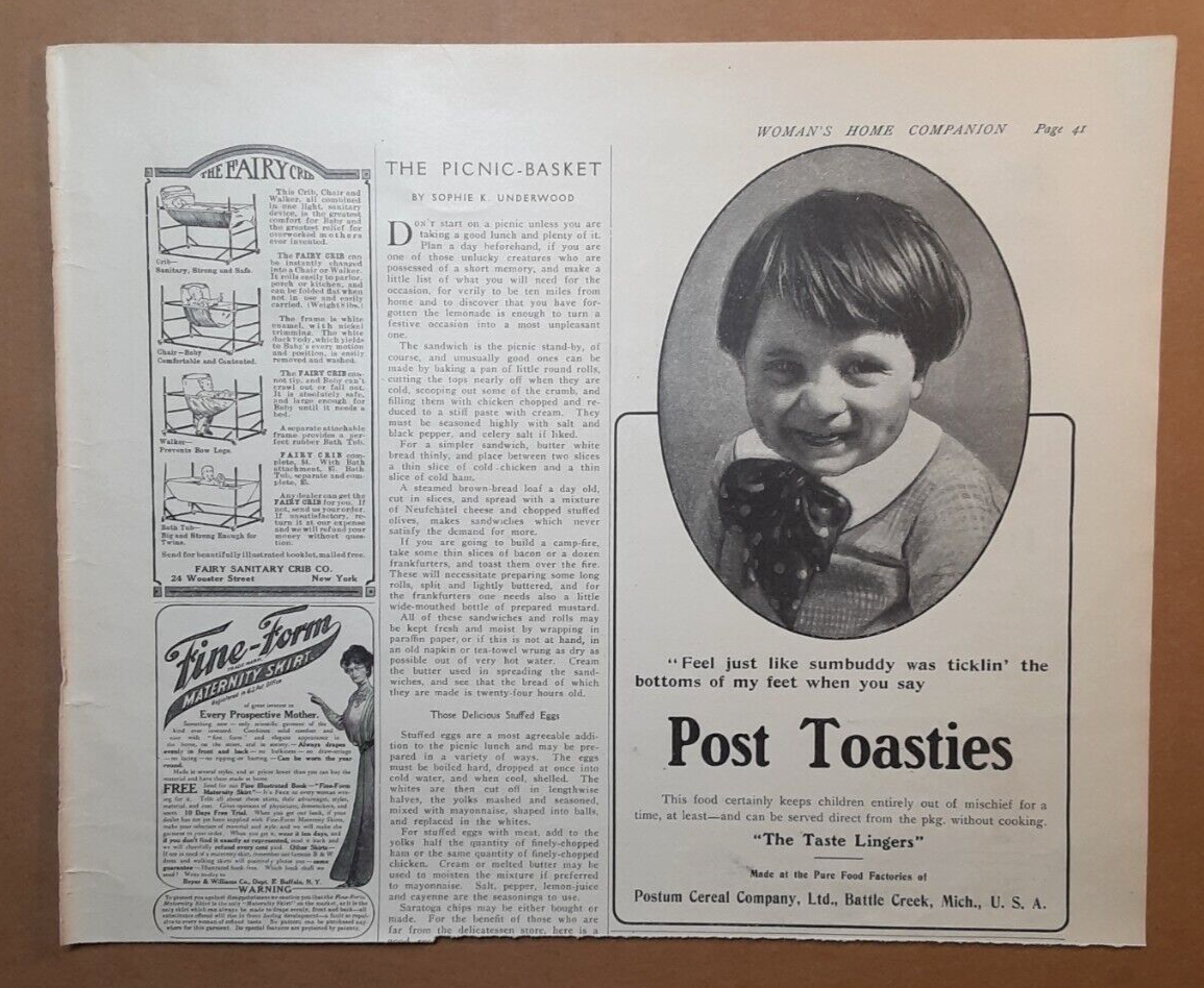 PONY 1909 POST TOAST Rivista AD~PRESEPE DELLE FATE~CAPPELLO PANAMA CULEBRA~ASCIUGA ABITI DA COLLINA