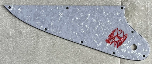 Custom For Gibson Firebird Red "Logo" Style Guitar Pickguard 4-Ply White Pearl