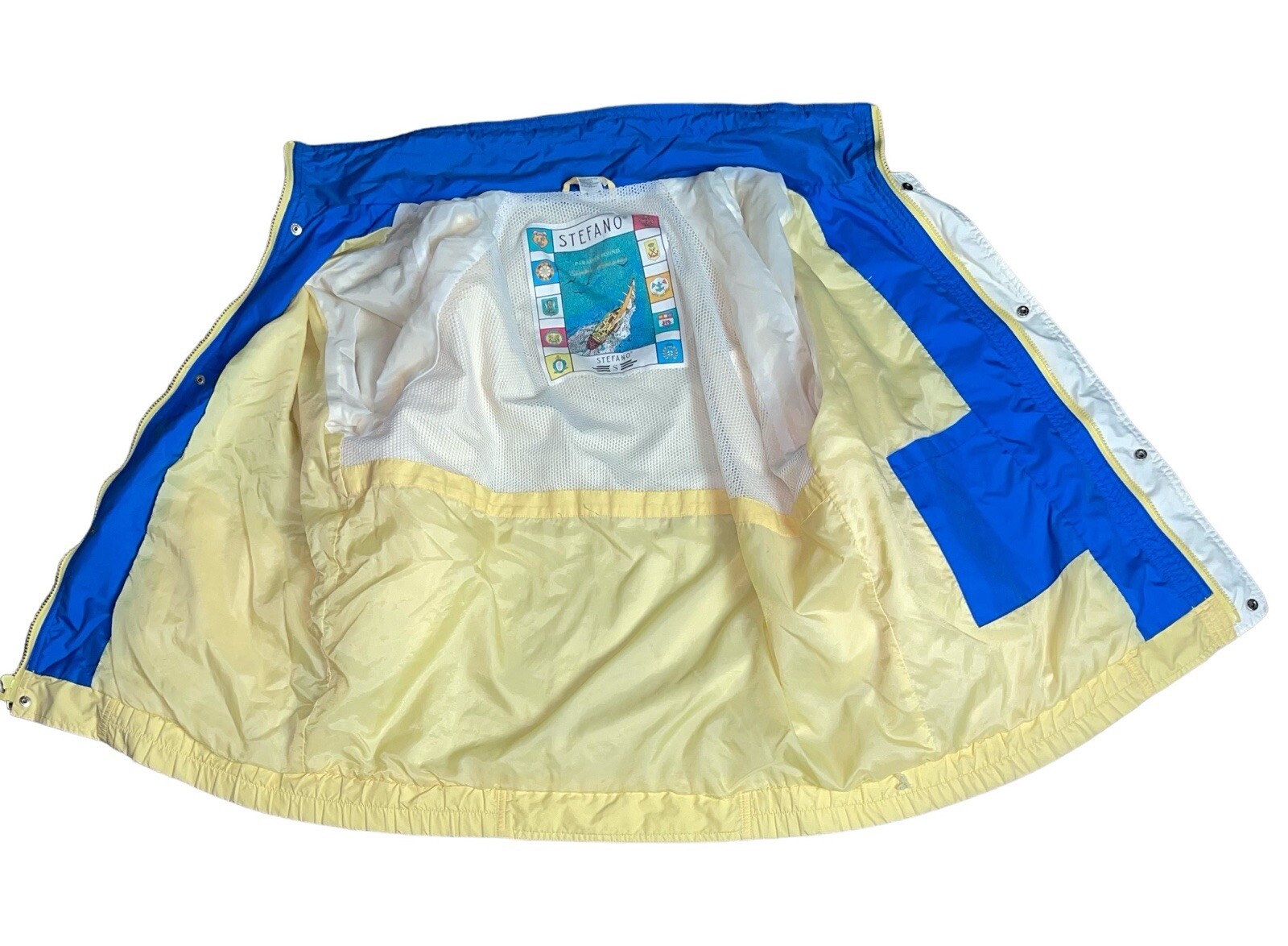 Stefano Mens Track Jacket Size Large Yellow Blue Vintage 80s 90s Windbreaker