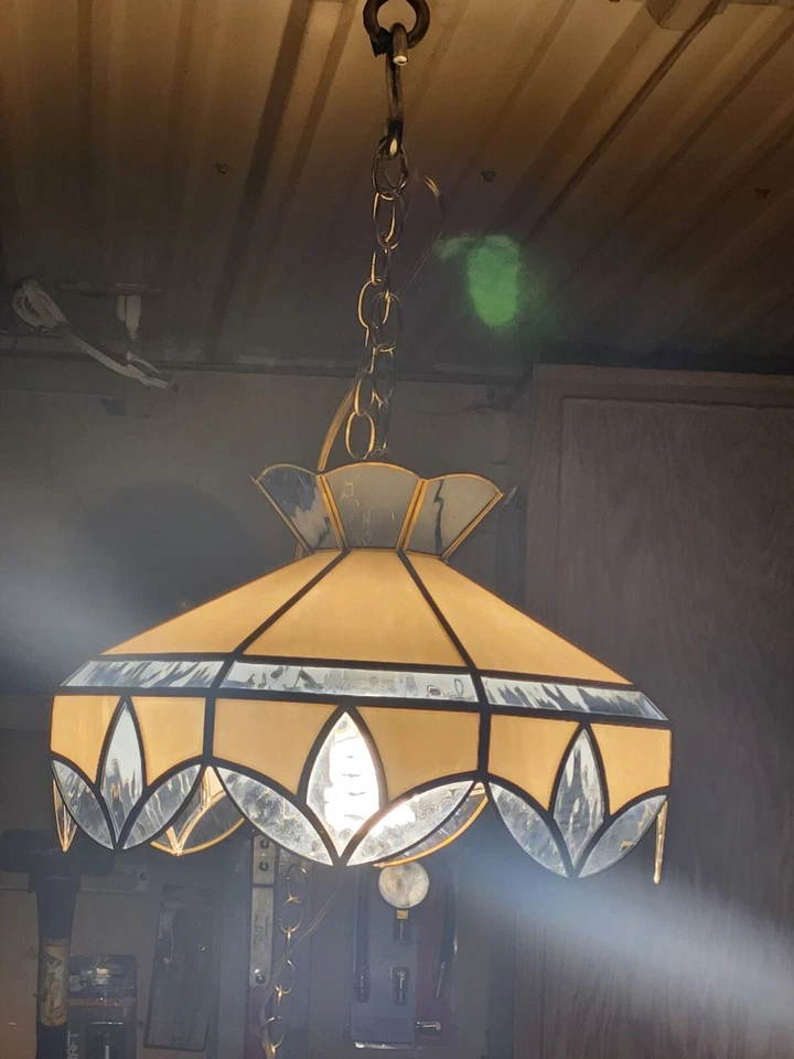 Винтажный TiffanyStyle витраж подвесной абажур белый прозрачный синий E G3D - Изображение 2 из 4