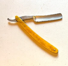 Devon MFG Co Chicago straight razor yellow mottled handle