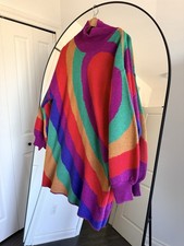 Farm Rio Rainbow Wild Hearts Wool Blend Sweater Dress Women's M Boho