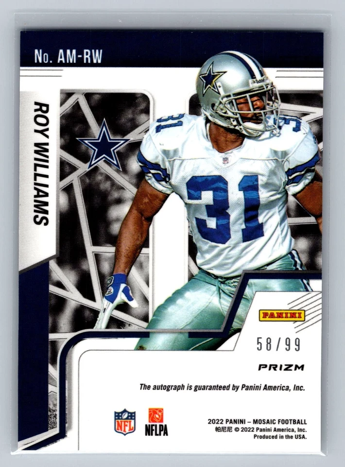 2022 Panini Mosaic #AM-RW Roy Williams Autographs Mosaic Blue #/99 - Image 2 of 2
