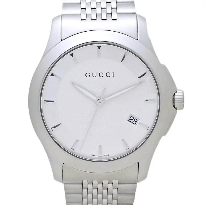 GUCCI YA126401 G-Timeless 126.4 Men’s Watch Date Stainless Steel Quartz Used