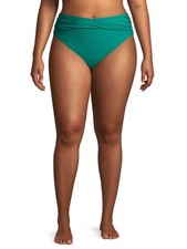 Time and Tru Women's Plus Size V-Wire Green Ocean Swimsuit Bottom Green Size 2X