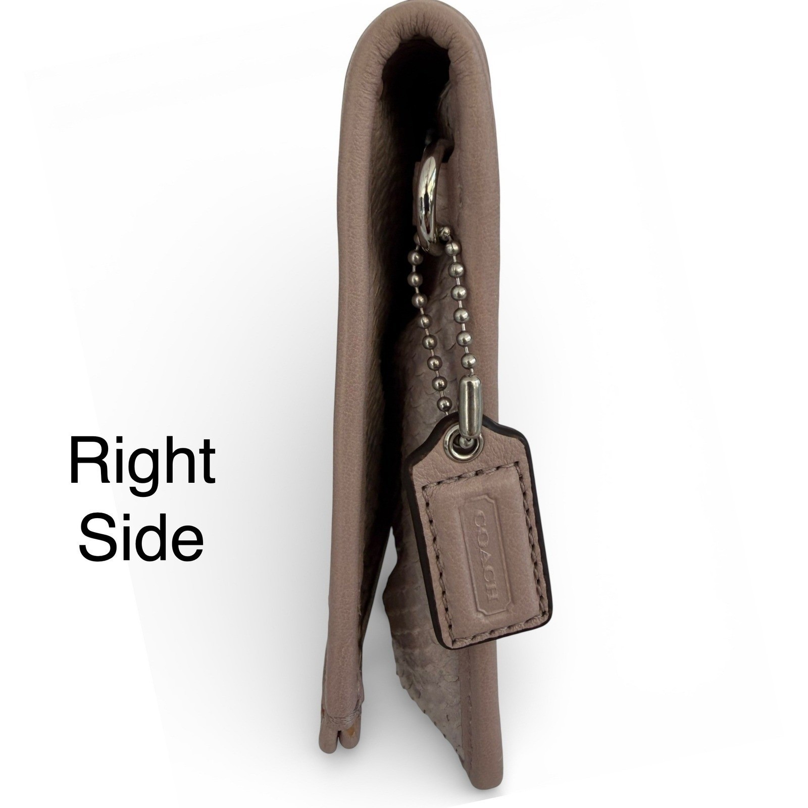 Coach Blush Python Embossed Leather Fold Over Clu… - image 4