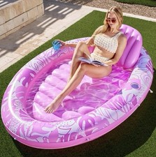 Inflatable Tanning Pool Lounger Float, 70" x 50" Pool Floats Adult with Pillow