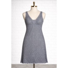 Soma Lace Slip Dress Chemise Womens M Gray V Neck Sleeveless Stretch Lingerie