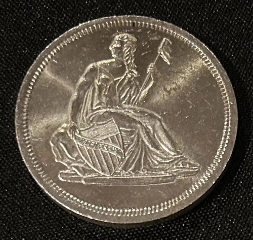 Seated Liberty Dollar Style .999 Silver 1 Oz Art Round Bullion Nice & Original