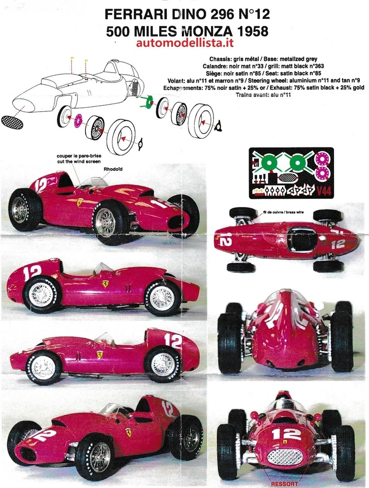 1-43 Ferrari Dino 296 V6 500 Miles Monza '58 resin metal kit Automodellista - Immagine 4 di 4