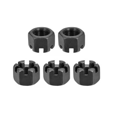 5 Pack M18x1.5mm Slotted Hex Castle Nuts Carbon Steel Hexagon Nuts Black