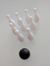 9 PIN Miniature Plastic Bowling Set Pins Ball Dollhouse Kids Toy Ball Tiny .8 in