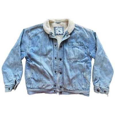 Vintage Camel Joe Cigarettes Jacket Men s Size X-Large Denim Sherpa Lined