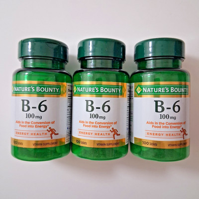 3 Pack Nature Bounty B-6 100 Mg 100 Tablets Each EXP 11/2027