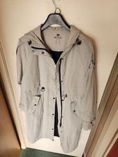 Ladies Showerproof Long Grey Windbreaker Jacket Size Medium (14/16)