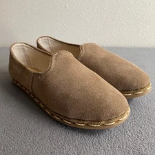 Sabah Slip On Loafers Tan Suede Leather Women 36 (5-5.5 US) Casual Flats Neutral