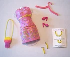 BARBIE FASHION CLOTHES ~ PINK FLORAL PRINT COTTON OUTFIT w/ACCESSORIES SET