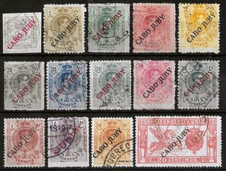 CABO JUBY SPAGNA 1919 Set completo usato di 14 francobolli Yvert #5 18 CV €150 VF