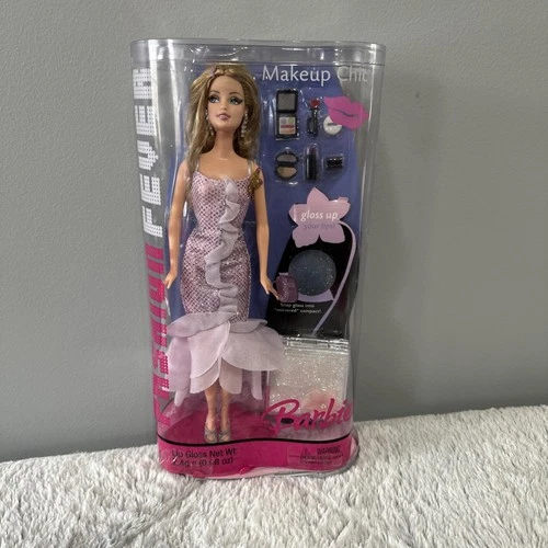 NIB 2005 Barbie Fashion Fever Makeup Chic Silver Lavender Dress J5972 Vtg Rare