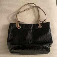 Authentic Michael Kors Large Black MK Signature Patent Tote