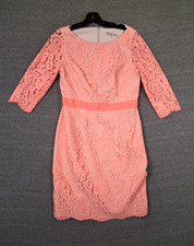 Eliza J Womens Dress 6 Pink Sheath Lace Overlay Cocktail Wedding Romantic Preppy
