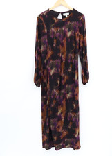 Anthropologie Cloth & Stone Sz XL Mulberry Haze Long Sleeve Abstract Midi Dress