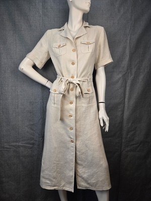 M O C Maximilian Odenwald Damen Kleid Midi Safari Still Gürtel Gr. 36 S/M Beige 